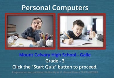Personal Computer Quiz for Grade 3