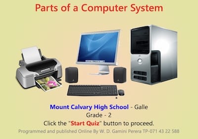 Parts Of Computer, Learn And Answer Quiz - Educational Games For Kids