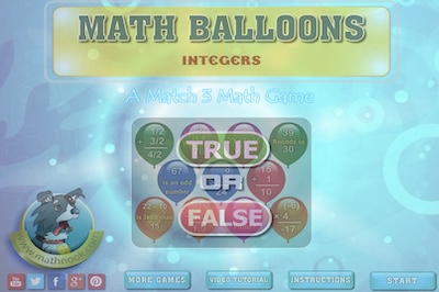 Math Balloons - Integers